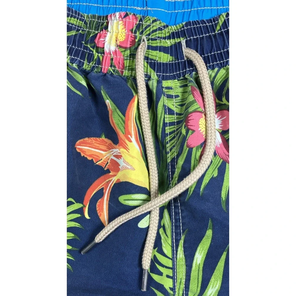 Polo‎ Ralph Lauren Men's Swim Trunks Tropical Hawaiian Size Medium Blue
